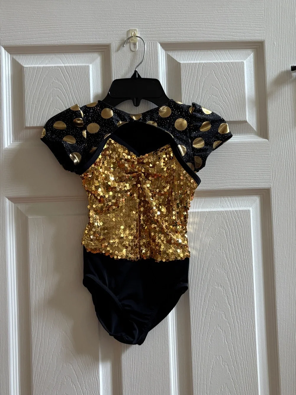 Girls Black and Gold Sequin Dance Costume